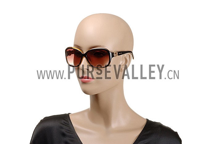 Gucci Elegant Oval Shaped Brown and Yellow Sunglasses 308032