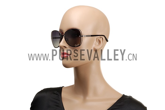 Gucci Aviator Gucci Logo On Lens Black Frame Sunglasses 307892