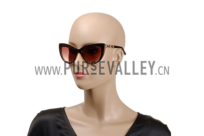 Christian Dior Cat Eye With 3 Stars Brown Sunglasses 308024