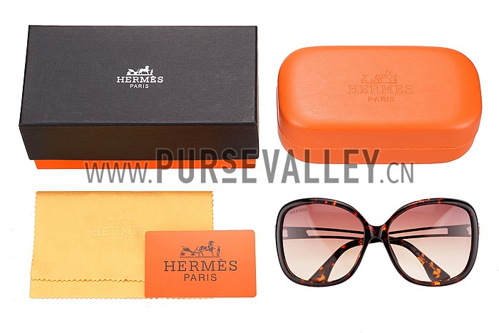 Hermes Studded Carriage Detail Tortoise Frame Sunglasses 308094