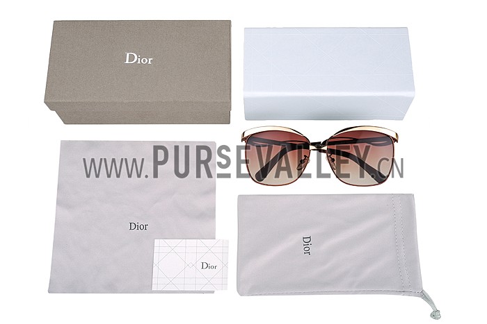 Christian Dior Demoiselle Gold Frame Brown Lenses Sunglasses 308118