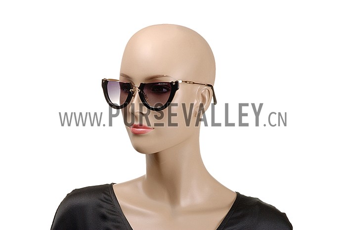 Miu Miu Rounded Cut Off Cat-Eye Black Sunglasses 308040