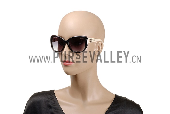 Dolce and Gabbana White With Silver Roses Sunglasses 308028