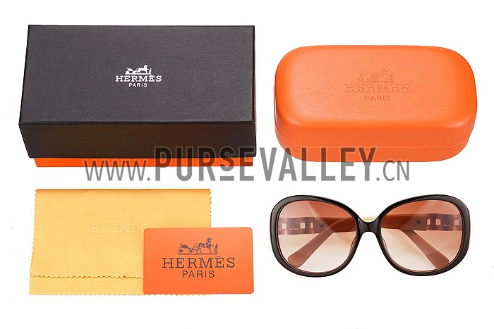 Hermes Oversized Round Frame Beige Sunglasses 308098