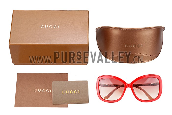 Gucci Guccissima Pattern Red Frame Sunglasses 308085