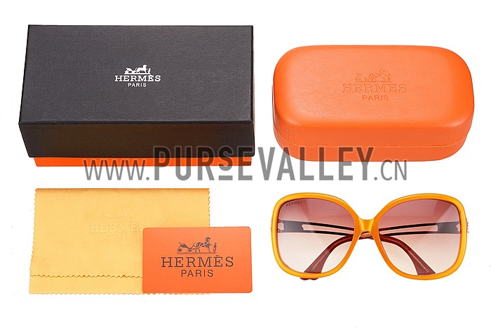 Hermes Studded Carriage Detail Orange Frame Sunglasses 308095