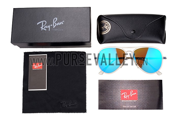 Ray Ban Aviator Liteforce White Frame Blue Mirrored Lenses Sunglasses 308167