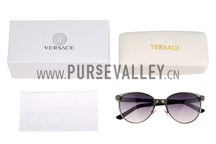 Versace Medusa Chrome Frame Grey Lenses Sunglasses 308182