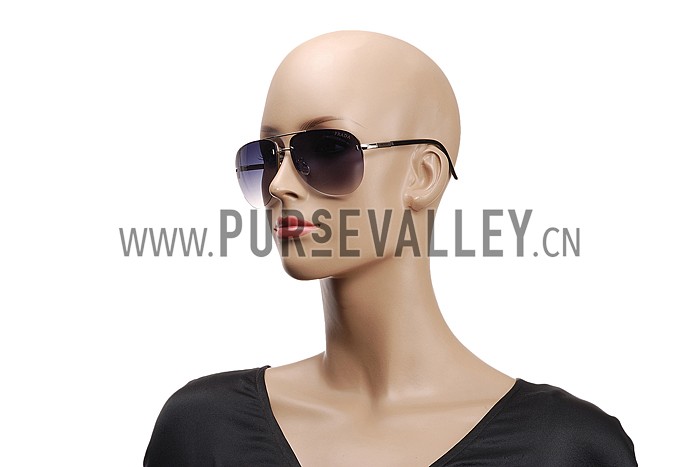 Prada Aviator Silver Frame Black Temples Sunglasses 308230
