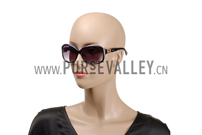 Gucci Elegant Oval Shaped Black and Blue Sunglasses 308030