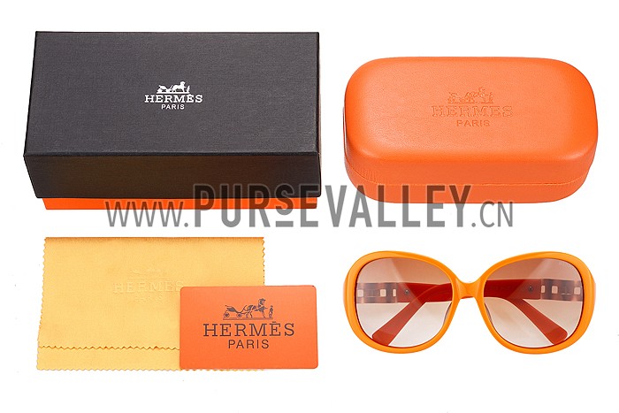Hermes Oversized Round Frame Orange Sunglasses 308100