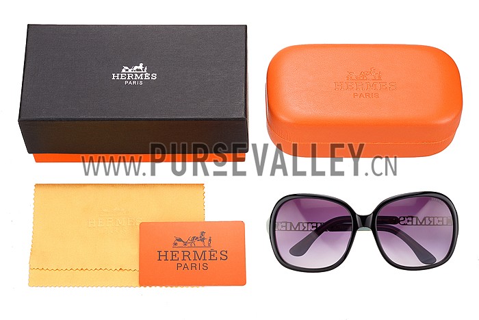 Hermes Large Oversized Green Frame Sunglasses with Metallic Logo 308104