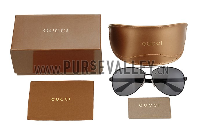 Gucci Signature Logo Black Frame Black Lenses Sunglasses 308146