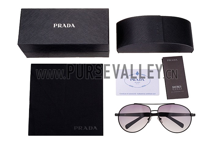 Prada Aviator Black Frame Grey Lenses Sunglasses 308148