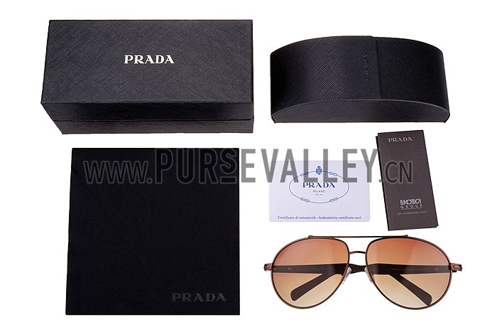 Prada Aviator Brown Frame Brown Sunglasses 308150