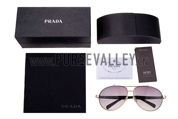 Prada Aviator Gold Frame Grey Lenses Sunglasses 308151