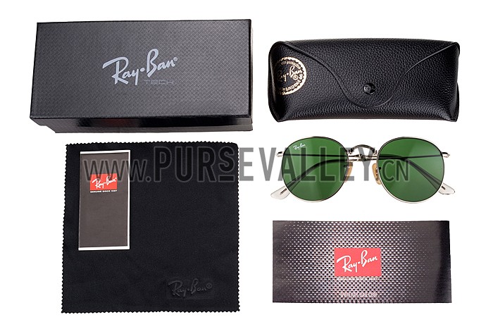 Ray Ban Round Silver Metal Frame Green Lenses Sunglasses 308160