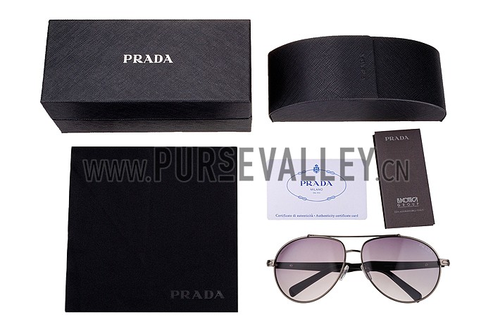 Prada Aviator Chrome Frame Grey Lenses Sunglasses 308152
