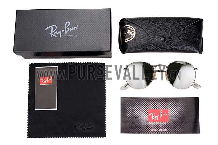 Ray Ban Round Silver Metal Frame Grey Lenses Sunglasses 308161