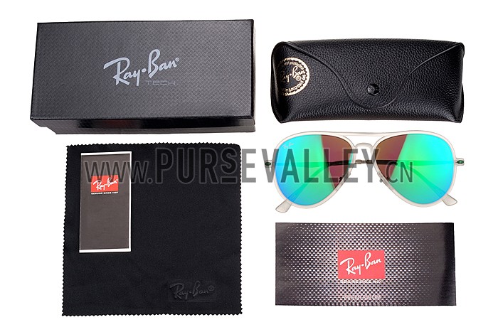 Ray Ban Aviator Liteforce White Frame Green Mirrored Lenses Sunglasses 308170