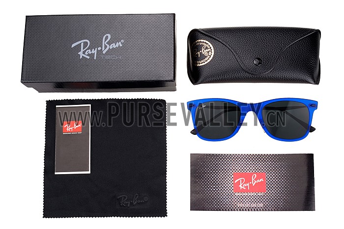 Ray Ban Wayfarer Light-Ray Blue Frame Black Lenses Sunglasses 308163