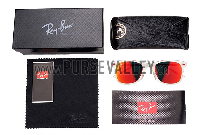Ray Ban Wayfarer Light-Ray White Frame Orange Mirrored Lenses Sunglasses 308164