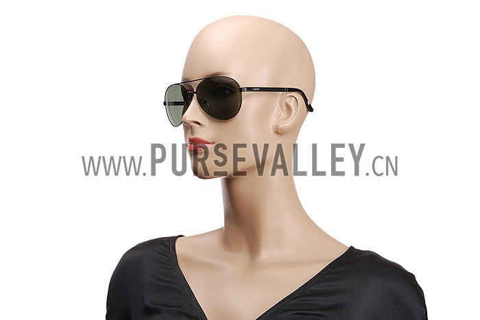 Gucci Aviator Wrap Black Frame Green Lens Sunglasses 308210