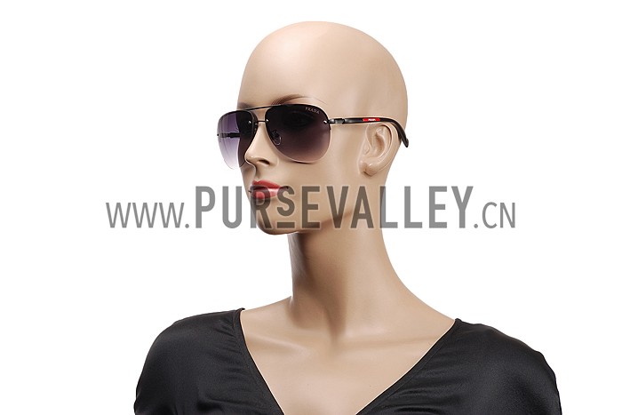 Prada Sporty Linea Rossa Logo Black Frame Sunglasses 308212