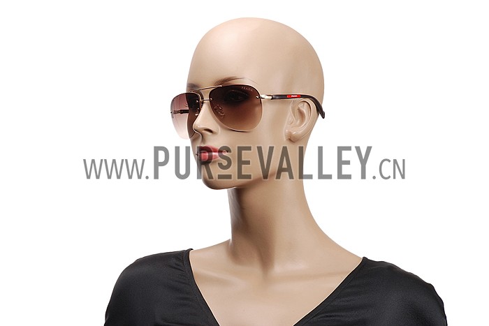 Prada Sporty Linea Rossa Logo Brown Temples Sunglasses 308214
