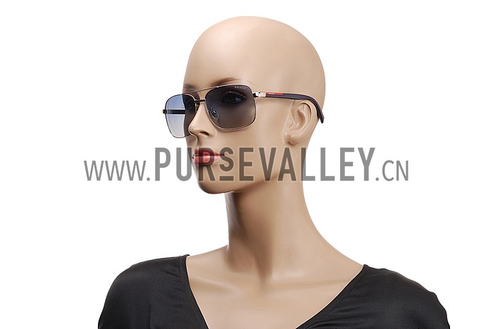 Prada Square Linea Rossa Logo Silver Frame Sunglasses 308221