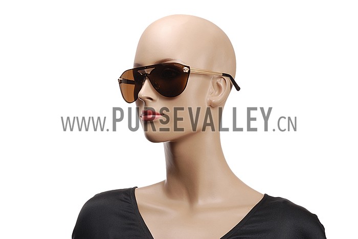 Versace Medusa Aviator Brown Lenses Gold Temples Sunglasses 308245