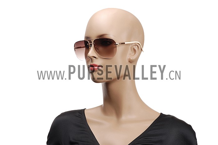 Prada Aviator Gold Frame Beige Temples Sunglasses 308227