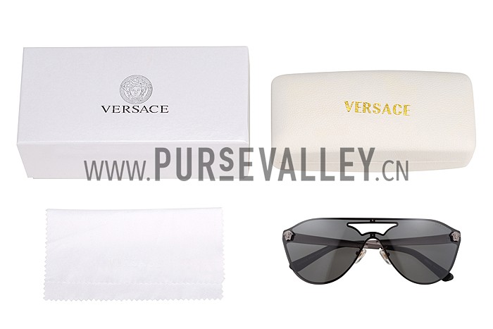 Versace Medusa Aviator Light Grey Lenses Grey Temples Sunglasses 308247