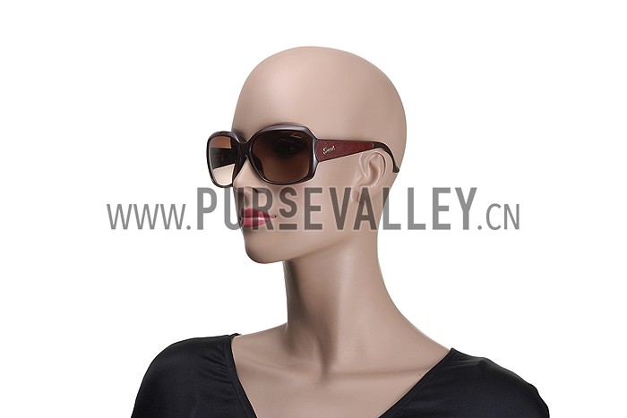 Gucci Oversized Square Leather Brown Sunglasses 307816