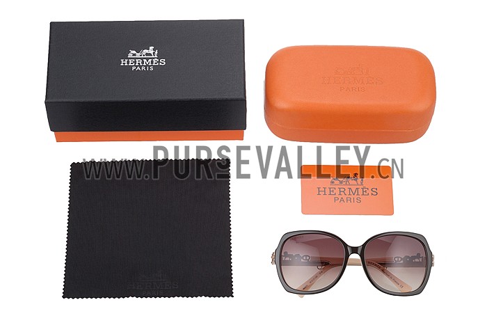 Hermes Carriage Motif Beige Sunglasses 307830