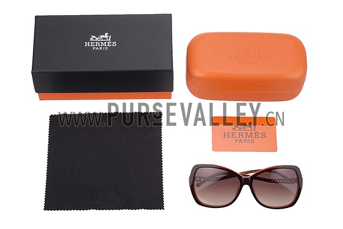 Hermes Chain Motif Orange Sunglasses 307836
