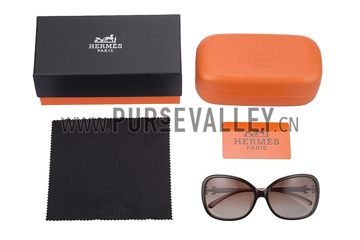 Hermes H Logo Leather Beige Sunglasses 307846