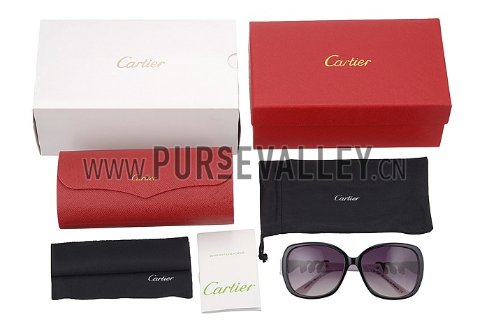 Cartier Wild Panthere Diamond Square White Sunglasses 307785