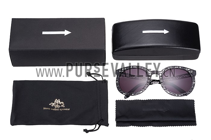 Karen Walker Fantastique Matte Black Purple Lens Sunglasses 307758
