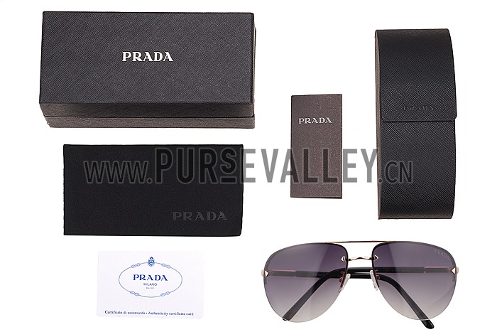 Prada Aviator Gold Frame Black Temples Sunglasses 308228