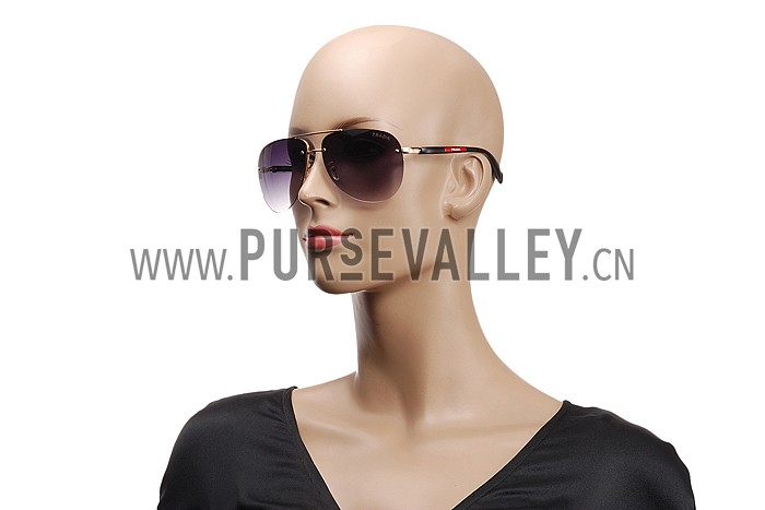 Prada Sporty Linea Rossa Logo Gold Frame Sunglasses 308215