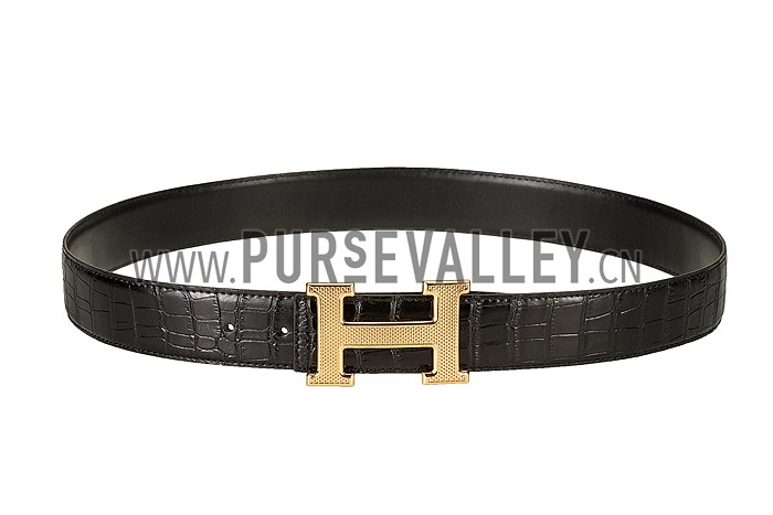 Hermes Alligator Black With Gold 