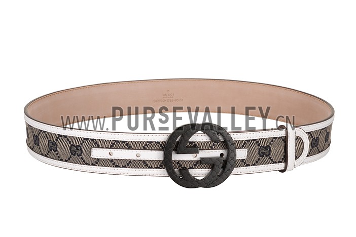 Gucci White Leather Belt with Interlocking G Buckle