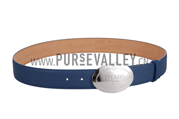Prada Blue Leather Belt