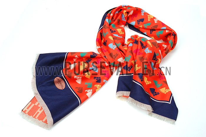 Hermes Horse Head Print Scarf Orange 621787