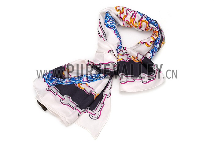 Louis Vuitton Chain Print Scarf White 621818