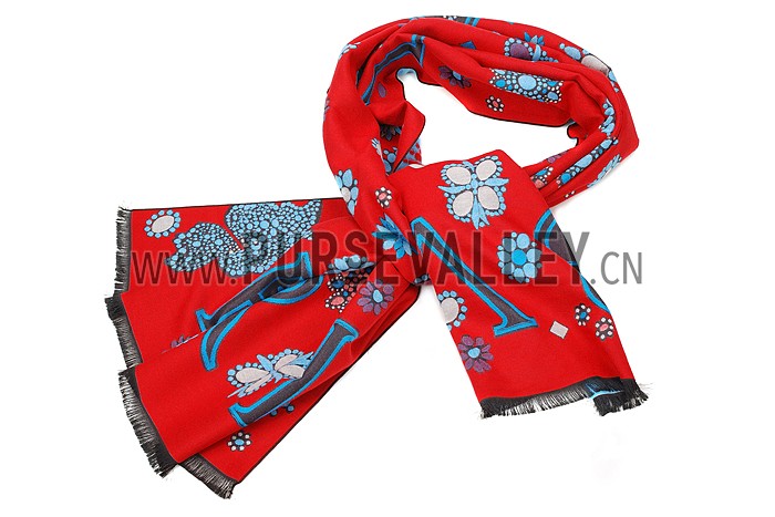 Bvlgari Blooming Flowers Red Scarf 621784