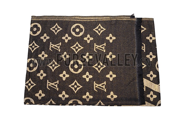 Louis Vuitton Black Gold Monogram Scarf 621735