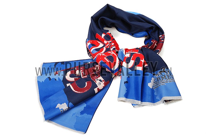 Hermes Fashion Signature Print Scarf Blue 621790