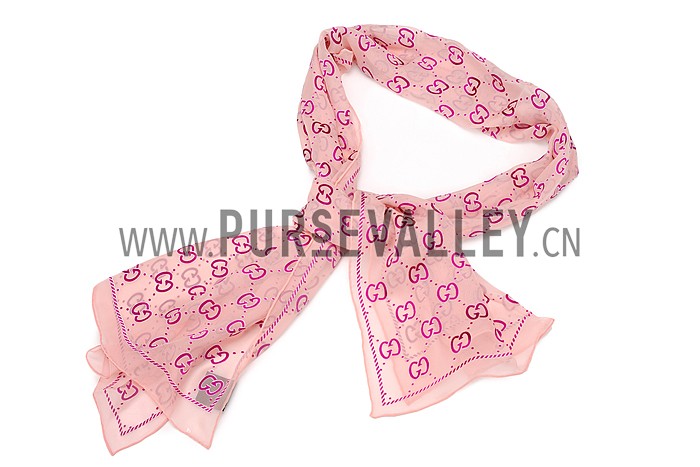 Gucci GG Logo Print Scarf Fuchsia 621822